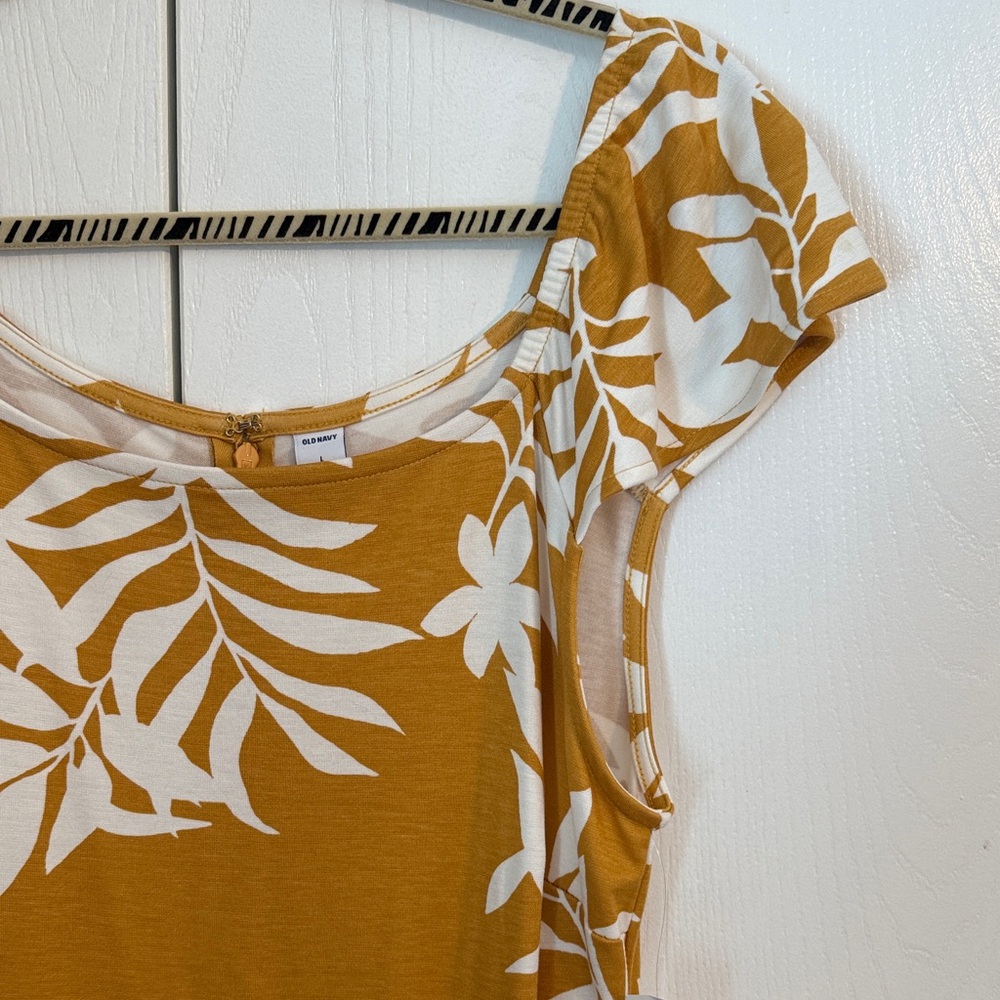 Old Navy Mustard Yellow Floral Scoop Neck Midi Dress Large NWT 2/$20 - Picture 3 of 9